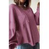 imageBTFBM Womens Casual V Neck Ribbed Knit Shirts 2025 Fall Pullover Tunic Tops Loose Balloon Long Sleeve Blouses TopSolid Dusty Pink
