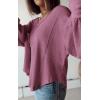 imageBTFBM Womens Casual V Neck Ribbed Knit Shirts 2025 Fall Pullover Tunic Tops Loose Balloon Long Sleeve Blouses TopSolid Dusty Pink