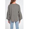 imageBTFBM Womens Casual V Neck Ribbed Knit Shirts 2025 Fall Pullover Tunic Tops Loose Balloon Long Sleeve Blouses TopSolid Grey