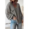imageBTFBM Womens Casual V Neck Ribbed Knit Shirts 2025 Fall Pullover Tunic Tops Loose Balloon Long Sleeve Blouses TopSolid Grey