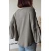 imageBTFBM Womens Casual V Neck Ribbed Knit Shirts 2025 Fall Pullover Tunic Tops Loose Balloon Long Sleeve Blouses TopSolid Grey