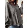 imageBTFBM Womens Casual V Neck Ribbed Knit Shirts 2025 Fall Pullover Tunic Tops Loose Balloon Long Sleeve Blouses TopSolid Grey