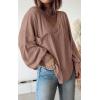 imageBTFBM Womens Casual V Neck Ribbed Knit Shirts 2025 Fall Pullover Tunic Tops Loose Balloon Long Sleeve Blouses TopSolid Khaki