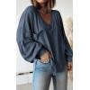 imageBTFBM Womens Casual V Neck Ribbed Knit Shirts 2025 Fall Pullover Tunic Tops Loose Balloon Long Sleeve Blouses TopSolid Light Grey Blue