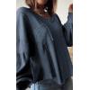 imageBTFBM Womens Casual V Neck Ribbed Knit Shirts 2025 Fall Pullover Tunic Tops Loose Balloon Long Sleeve Blouses TopSolid Light Grey Blue