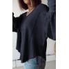 imageBTFBM Womens Casual V Neck Ribbed Knit Shirts 2025 Fall Pullover Tunic Tops Loose Balloon Long Sleeve Blouses TopSolid Navy
