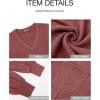 imageBTFBM Womens Casual V Neck Ribbed Knit Shirts 2025 Fall Pullover Tunic Tops Loose Balloon Long Sleeve Blouses TopSolid Pink