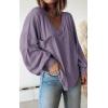imageBTFBM Womens Casual V Neck Ribbed Knit Shirts 2025 Fall Pullover Tunic Tops Loose Balloon Long Sleeve Blouses TopSolid Taro Purple