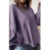 imageBTFBM Womens Casual V Neck Ribbed Knit Shirts 2025 Fall Pullover Tunic Tops Loose Balloon Long Sleeve Blouses TopSolid Taro Purple