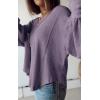 imageBTFBM Womens Casual V Neck Ribbed Knit Shirts 2025 Fall Pullover Tunic Tops Loose Balloon Long Sleeve Blouses TopSolid Taro Purple