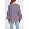 imageBTFBM Womens Casual V Neck Ribbed Knit Shirts 2025 Fall Pullover Tunic Tops Loose Balloon Long Sleeve Blouses TopSolid Taro Purple