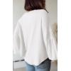 imageBTFBM Womens Casual V Neck Ribbed Knit Shirts 2025 Fall Pullover Tunic Tops Loose Balloon Long Sleeve Blouses TopSolid White