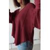 imageBTFBM Womens Casual V Neck Ribbed Knit Shirts 2025 Fall Pullover Tunic Tops Loose Balloon Long Sleeve Blouses TopSolid Wine Red
