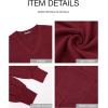 imageBTFBM Womens Casual V Neck Ribbed Knit Shirts 2025 Fall Pullover Tunic Tops Loose Balloon Long Sleeve Blouses TopSolid Wine Red