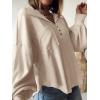 imageBTFBM Womens Casual V Neck Ribbed Knit Shirts 2025 Fall Pullover Tunic Tops Loose Balloon Long Sleeve Blouses TopTurndown Apricot