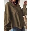 imageBTFBM Womens Casual V Neck Ribbed Knit Shirts 2025 Fall Pullover Tunic Tops Loose Balloon Long Sleeve Blouses TopTurndown Army Green