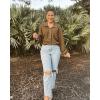 imageBTFBM Womens Casual V Neck Ribbed Knit Shirts 2025 Fall Pullover Tunic Tops Loose Balloon Long Sleeve Blouses TopTurndown Army Green