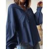 imageBTFBM Womens Casual V Neck Ribbed Knit Shirts 2025 Fall Pullover Tunic Tops Loose Balloon Long Sleeve Blouses TopTurndown Blue