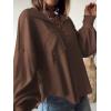 imageBTFBM Womens Casual V Neck Ribbed Knit Shirts 2025 Fall Pullover Tunic Tops Loose Balloon Long Sleeve Blouses TopTurndown Caramel