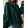 imageBTFBM Womens Casual V Neck Ribbed Knit Shirts 2025 Fall Pullover Tunic Tops Loose Balloon Long Sleeve Blouses TopTurndown Dark Green