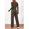 imageBTFBM Womens Fall Lounge Sets 3 Piece Outfit Tracksuits Casual Long Sleeve Tops High Waisted Sweatpants SetSolid Army Green