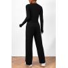 imageBTFBM Womens Fall Lounge Sets 3 Piece Outfit Tracksuits Casual Long Sleeve Tops High Waisted Sweatpants SetSolid Black