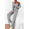 imageBTFBM Womens Fall Lounge Sets 3 Piece Outfit Tracksuits Casual Long Sleeve Tops High Waisted Sweatpants SetSolid Grey