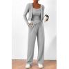 imageBTFBM Womens Fall Lounge Sets 3 Piece Outfit Tracksuits Casual Long Sleeve Tops High Waisted Sweatpants SetSolid Grey