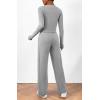 imageBTFBM Womens Fall Lounge Sets 3 Piece Outfit Tracksuits Casual Long Sleeve Tops High Waisted Sweatpants SetSolid Grey
