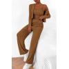 imageBTFBM Womens Fall Lounge Sets 3 Piece Outfit Tracksuits Casual Long Sleeve Tops High Waisted Sweatpants SetSolid Khaki