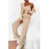 imageBTFBM Womens Fall Lounge Sets 3 Piece Outfit Tracksuits Casual Long Sleeve Tops High Waisted Sweatpants SetSolid Light Khaki