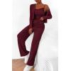 imageBTFBM Womens Fall Lounge Sets 3 Piece Outfit Tracksuits Casual Long Sleeve Tops High Waisted Sweatpants SetSolid Wine Red