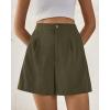 imageBTFBM Womens Shorts Dressy Casual Summer 2025 High Waisted Tailored Pleated Business Work Trouser Shorts with PocketsArmy Green