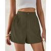 imageBTFBM Womens Shorts Dressy Casual Summer 2025 High Waisted Tailored Pleated Business Work Trouser Shorts with PocketsArmy Green