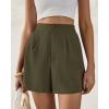imageBTFBM Womens Shorts Dressy Casual Summer 2025 High Waisted Tailored Pleated Business Work Trouser Shorts with PocketsArmy Green