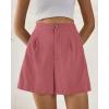 imageBTFBM Womens Shorts Dressy Casual Summer 2025 High Waisted Tailored Pleated Business Work Trouser Shorts with PocketsDusty Pink