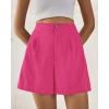 imageBTFBM Womens Shorts Dressy Casual Summer 2025 High Waisted Tailored Pleated Business Work Trouser Shorts with PocketsRose Red