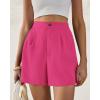 imageBTFBM Womens Shorts Dressy Casual Summer 2025 High Waisted Tailored Pleated Business Work Trouser Shorts with PocketsRose Red