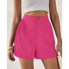 imageBTFBM Womens Shorts Dressy Casual Summer 2025 High Waisted Tailored Pleated Business Work Trouser Shorts with PocketsRose Red