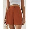 imageBTFBM Womens Shorts Dressy Casual Summer 2025 High Waisted Tailored Pleated Business Work Trouser Shorts with PocketsRust Red