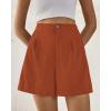 imageBTFBM Womens Shorts Dressy Casual Summer 2025 High Waisted Tailored Pleated Business Work Trouser Shorts with PocketsRust Red