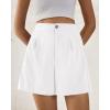 imageBTFBM Womens Shorts Dressy Casual Summer 2025 High Waisted Tailored Pleated Business Work Trouser Shorts with PocketsWhite