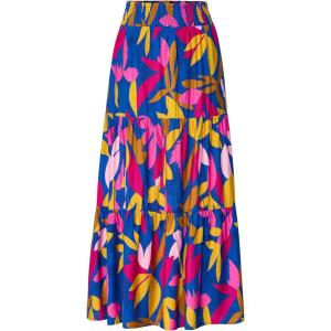 imageBTFBM Womens Floral Print Midi Maxi Skirts Summer Casual Aline Elastic High Waist Pleated Flowy Long Skirt PocketsFloral Blue
