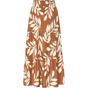 imageBTFBM Womens Floral Print Midi Maxi Skirts Summer Casual Aline Elastic High Waist Pleated Flowy Long Skirt PocketsFloral Khaki