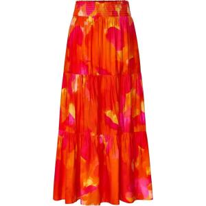 imageBTFBM Womens Floral Print Midi Maxi Skirts Summer Casual Aline Elastic High Waist Pleated Flowy Long Skirt PocketsFloral Red