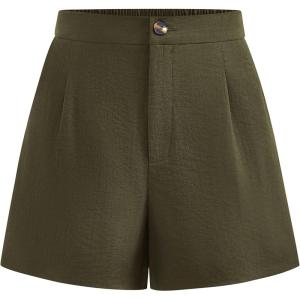 imageBTFBM Womens Shorts Dressy Casual Summer 2025 High Waisted Tailored Pleated Business Work Trouser Shorts with PocketsArmy Green