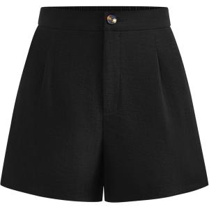 imageBTFBM Womens Shorts Dressy Casual Summer 2025 High Waisted Tailored Pleated Business Work Trouser Shorts with PocketsBlack