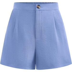 imageBTFBM Womens Shorts Dressy Casual Summer 2025 High Waisted Tailored Pleated Business Work Trouser Shorts with PocketsLight Blue