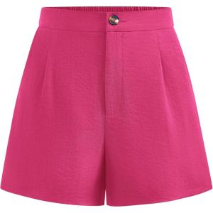 imageBTFBM Womens Shorts Dressy Casual Summer 2025 High Waisted Tailored Pleated Business Work Trouser Shorts with PocketsRose Red