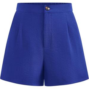 imageBTFBM Womens Shorts Dressy Casual Summer 2025 High Waisted Tailored Pleated Business Work Trouser Shorts with PocketsRoyal Blue